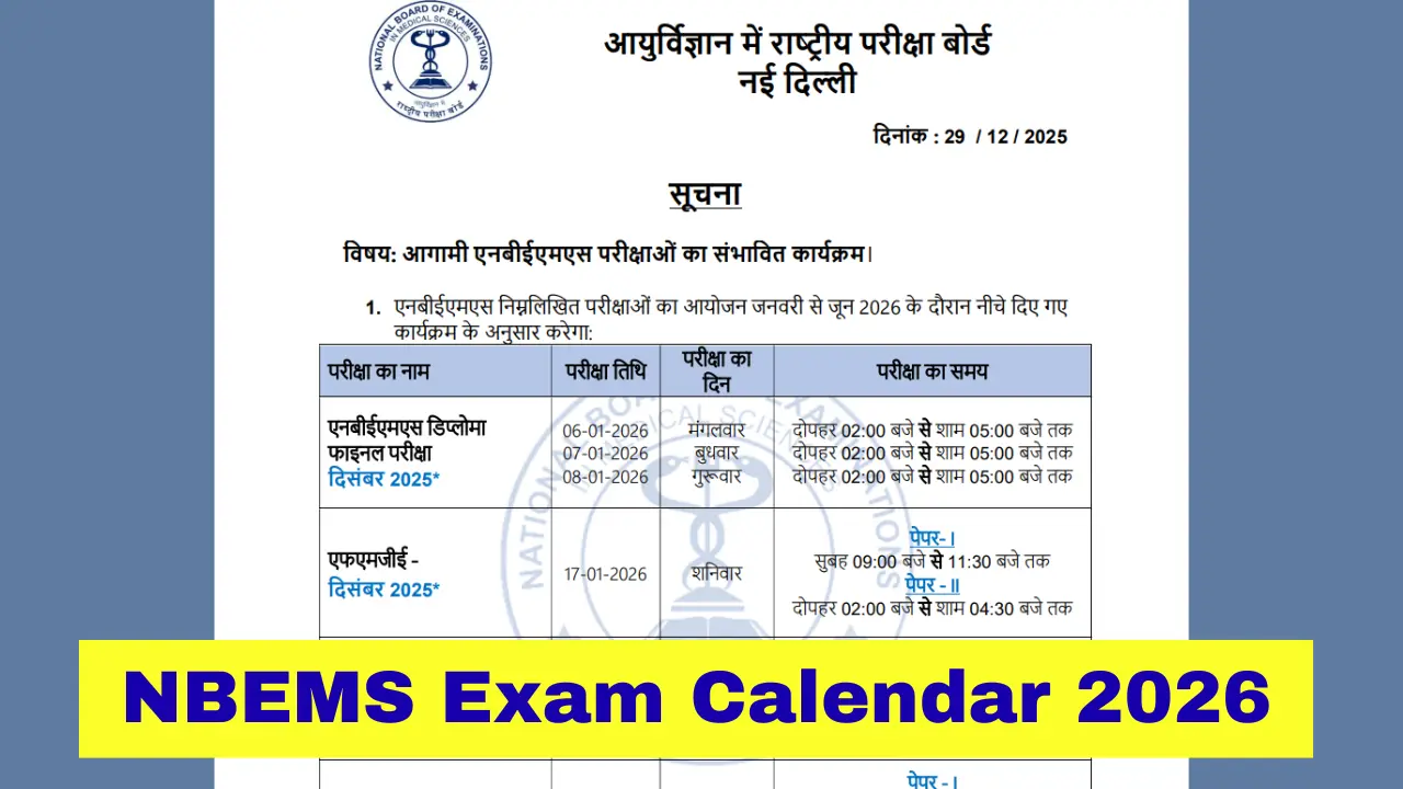 NBEMS Exam Calendar 2026 image 
