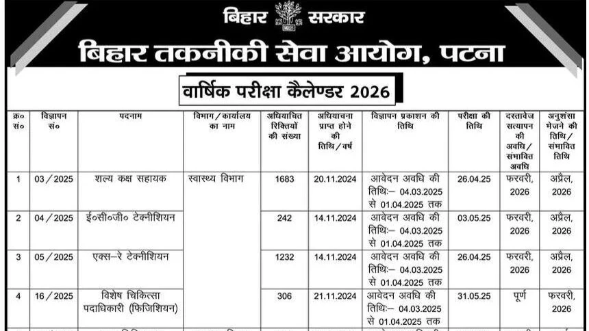 BTSC Calendar 2026 image